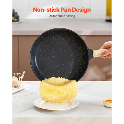 VEVOR Σετ κατσαρόλες και τηγάνια 17 τεμαχίων από γρανίτη Αντικολλητικά μαγειρικά σκεύη κουζίνας Μαύρο