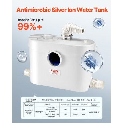 Αντλία κοπής VEVOR 900W 48 GPM Ροή, Ανύψωση Κεφαλής 40 ft για Νιπτήρα Υπογείου Τουαλέτας