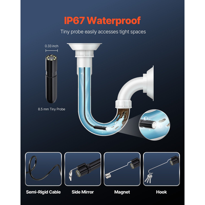 Ενδοσκόπιο VEVOR 1920P HD Borescope για Android & IOS με καλώδιο 15 μέτρων