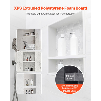 VEVOR Ντουζιέρα με εσοχή 40,6 x 50,8 x 10,2 cm, Ράφι Μπάνιου