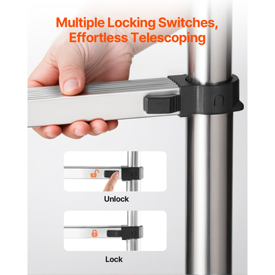 VEVOR Telescoping Ladder Stainless Steel Extension Step 8,5ft Portable Ladders