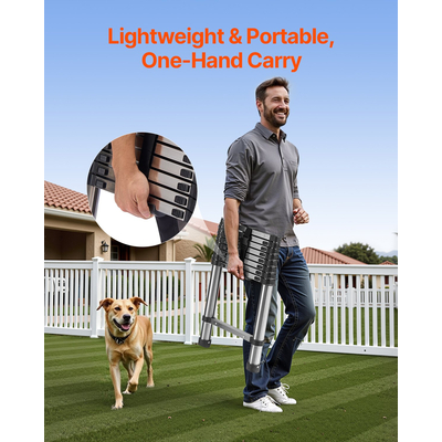 VEVOR Telescoping Ladder Stainless Steel Extension Step 8,5ft Portable Ladders