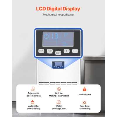 VEVOR Commercial Ice Maker Ανεξάρτητη Μηχανή Ντουλάπας 100lbs/24H 45 Ice Cubes