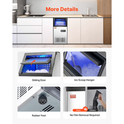 VEVOR Commercial Ice Maker Ανεξάρτητη Μηχανή Ντουλάπας 120lbs/24H 36 Ice Cubes