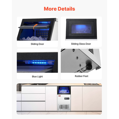 VEVOR Commercial Ice Maker Ανεξάρτητη Μηχανή Ντουλάπας 110lbs/24H 36 Ice Cubes