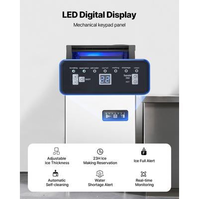 VEVOR Commercial Ice Maker Ανεξάρτητο μηχάνημα ντουλαπιών 110lbs/24H 36 Ice Cubes