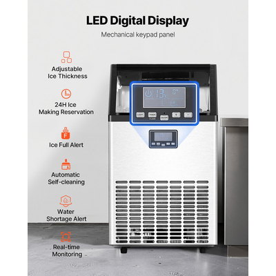 VEVOR Commercial Ice Maker Ανεξάρτητη Μηχανή Ντουλάπας 140lbs/24H 45 Ice Cubes