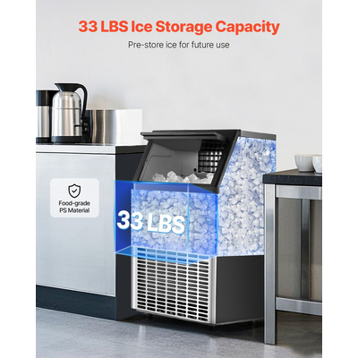 VEVOR Commercial Ice Maker Ανεξάρτητη Μηχανή Ντουλάπας 130lbs/24H 45 Ice Cubes