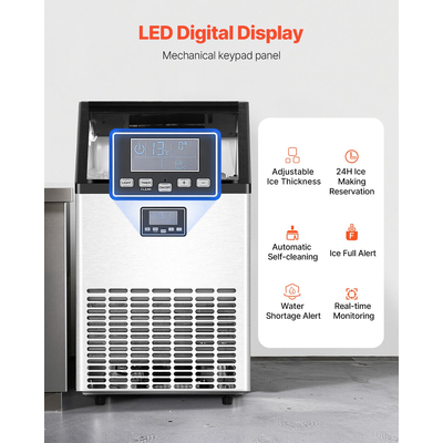 VEVOR Commercial Ice Maker Ανεξάρτητη Μηχανή Ντουλάπας 130lbs/24H 45 Ice Cubes