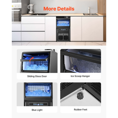 VEVOR Commercial Ice Maker Ανεξάρτητη Μηχανή Ντουλάπας 70lbs/24H 36 Ice Cubes