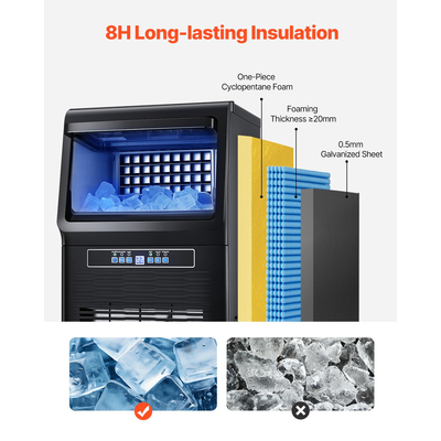 VEVOR Commercial Ice Maker Ανεξάρτητη Μηχανή Ντουλάπας 80lbs/24H 36 Ice Cubes