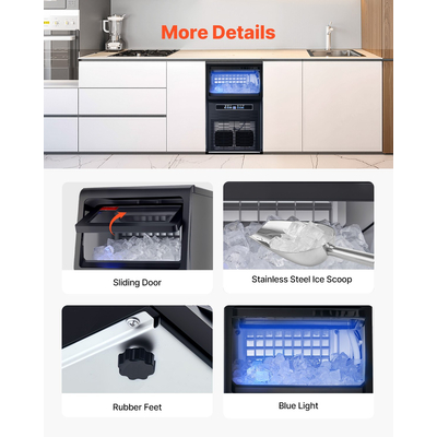 VEVOR Commercial Ice Maker Ανεξάρτητη Μηχανή Ντουλάπας 80lbs/24H 36 Ice Cubes