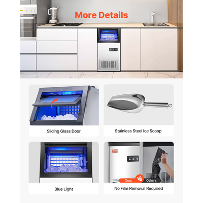 VEVOR Commercial Ice Maker Ανεξάρτητη Μηχανή Ντουλάπας 80lbs/24H 36 Ice Cubes