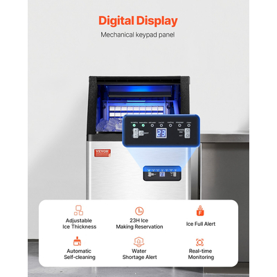 VEVOR Commercial Ice Maker Ανεξάρτητη Μηχανή Ντουλάπας 100lbs/24H 36 Ice Cubes