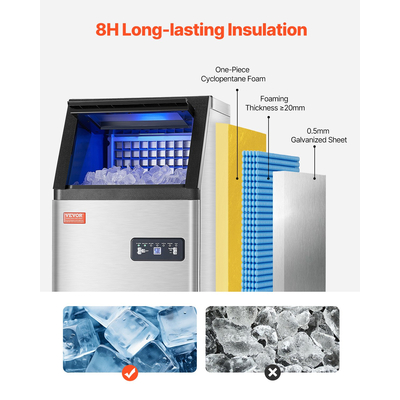 VEVOR Commercial Ice Maker Ανεξάρτητη Μηχανή Ντουλάπας 100lbs/24H 36 Ice Cubes