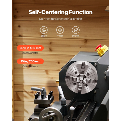 VEVOR 10 σε αυτοκεντρικό τσοκ τόρνου 4 σιαγόνων για μηχανή φρεζαρίσματος διάτρησης τόρνου