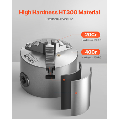 VEVOR 3 ιντσών 3-σιαγόνι αυτοκεντρικό τσοκ τόρνου για μηχανή φρεζαρίσματος διάτρησης τόρνου