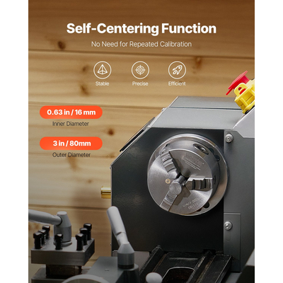 VEVOR 3 ιντσών 3-σιαγόνι αυτοκεντρικό τσοκ τόρνου για μηχανή φρεζαρίσματος διάτρησης τόρνου