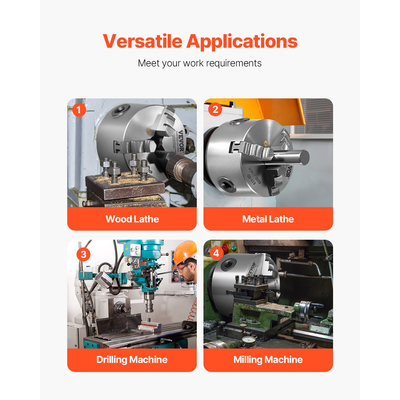 VEVOR 3 ιντσών 3-σιαγόνι αυτοκεντρικό τσοκ τόρνου για μηχανή φρεζαρίσματος διάτρησης τόρνου