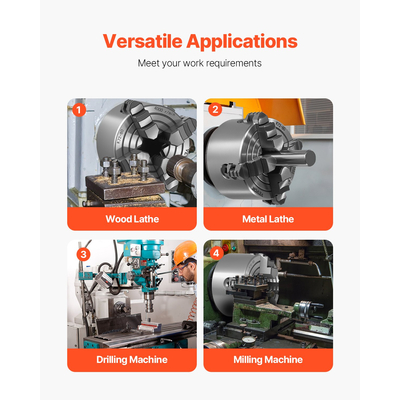 VEVOR 3 ιντσών 4-σιαγόνι τσοκ τόρνου αυτοκεντρικού για τη μηχανή φρεζαρίσματος διάτρησης τόρνου