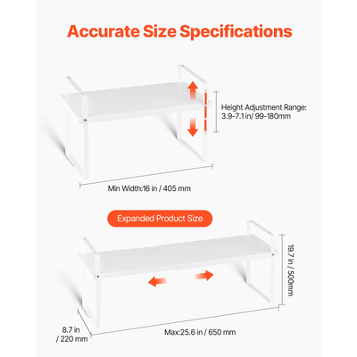 VEVOR 2 Επίπεδο ντουλάπι Organizer Ράφια Πάγκος Ράφια Ατσάλινο ράφι μπαχαρικών αποθήκευσης