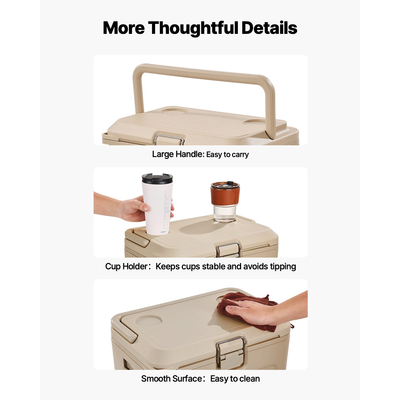 VEVOR Portable Cooler 16.5 QT Insulated Cooler 23 Can Capacity with Cup Holder