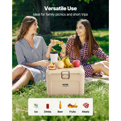 VEVOR Portable Cooler 16.5 QT Insulated Cooler 23 Can Capacity with Cup Holder