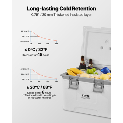 VEVOR Portable Cooler 21 QT Insulated Cooler 30 Can Capacity with Handles Strap
