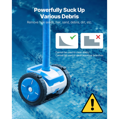 VEVOR Suction Pool Cleaner Ηλεκτρική σκούπα με 2 τροχούς για εσωτερική/επάνω πισίνα