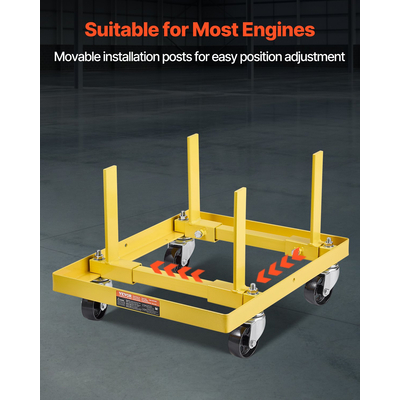Βάση κινητήρα VEVOR 750LBS/340KG Ρυθμιζόμενο ανυψωτικό κινητήρα Dolly Steel με 4 τροχούς
