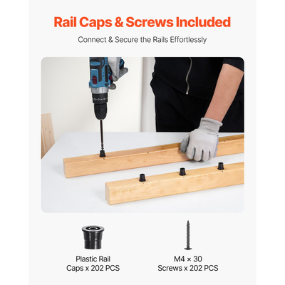 Κάγκελα σκάλας VEVOR 101 Πακέτο 32 σε άξονες αλουμινίου με βίδες/καπάκια ράγας