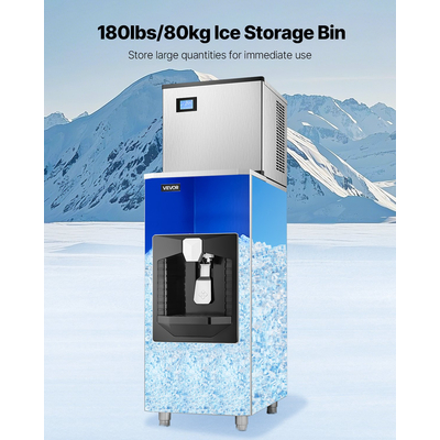 VEVOR 20 Lbs/Min Ice Dispenser 180 Lbs Storage Capacity Ice Bin for Ice Maker