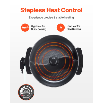 Ηλεκτρική κατσαρόλα VEVOR 5 λίτρων αντικολλητική Shabu-shabu με διαχωριστικό γυάλινο καπάκι