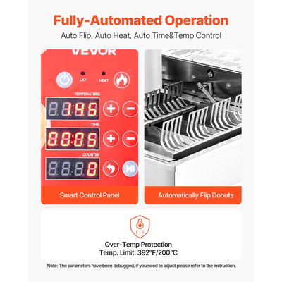 VEVOR Εμπορική Αυτόματη Μηχανή Παρασκευής Ντόνατς 4 Σειρών 240 τεμ./ώρα