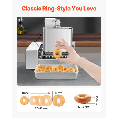 VEVOR Εμπορική Αυτόματη Μηχανή Παρασκευής Ντόνατς 4 Σειρών 240 τεμ./ώρα