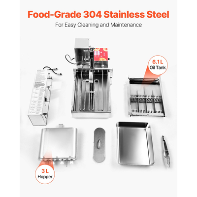 VEVOR Εμπορική Αυτόματη Μηχανή Παρασκευής Ντόνατς 4 Σειρών 240 τεμ./ώρα