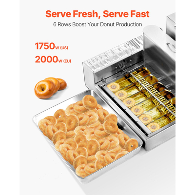 VEVOR Εμπορική Αυτόματη Μηχανή Παρασκευής Ντόνατς 6 Σειρών 360 τεμ./ώρα
