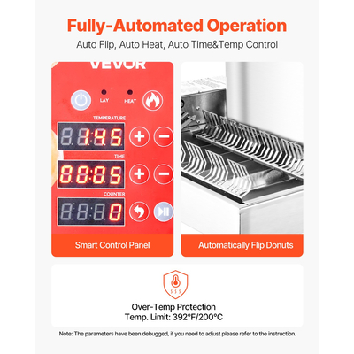 VEVOR Εμπορική Αυτόματη Μηχανή Παρασκευής Ντόνατς 6 Σειρών 360 τεμ./ώρα
