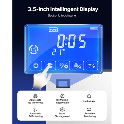 VEVOR 500 λίβρες/ημέρα Εμπορική παγομηχανή 180 λίβρες Κάδος αποθήκευσης αυτόματη διανομή πάγου