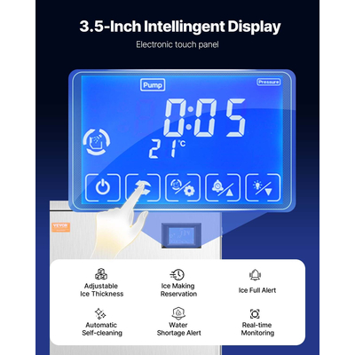 VEVOR 550 λίβρες/ημέρα Εμπορική παγομηχανή 180 λίβρες Κάδος αποθήκευσης αυτόματη διανομή πάγου