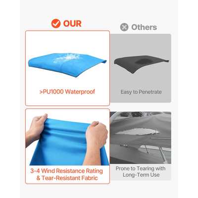 VEVOR 4 Bow Boat Bimini Tops 96"Lx(91"-96")W Bimini Top Replacement Pacific Blue