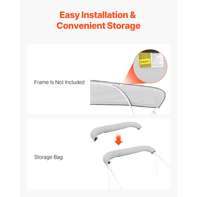 VEVOR 4 Μπλούζες Μπιμίνι Bow Bow 96"Lx(91"-96")W Ανταλλακτικό πάνω μέρος τέντας ανοιχτό γκρι