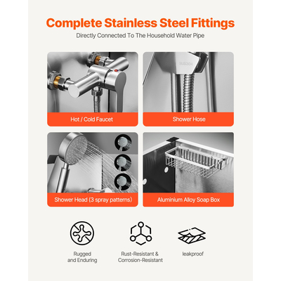 VEVOR Μπανιέρα περιποίησης σκύλου 86,4 cm από ανοξείδωτο ατσάλι με σκάλα και κεφαλή ντους