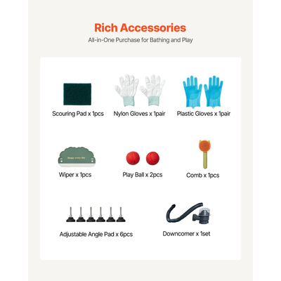 VEVOR Μπανιέρα περιποίησης σκύλου 86,4 cm από ανοξείδωτο ατσάλι με σκάλα και κεφαλή ντους