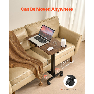 VEVOR Τραπέζι Κρεβατιού με Κινητό Πλαϊνό Γραφείο με Αναδιπλούμενο Γραφείο, Ρόδες & Ποτηροθήκη