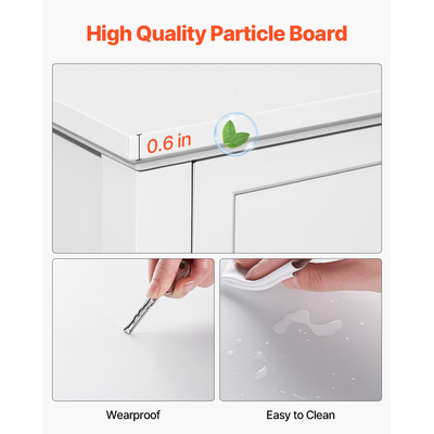 VEVOR Συρταριέρα με 9 Συρτάρια Ξύλινη με Συρόμενη & Αντιανατρεπτική Συσκευή Λευκή