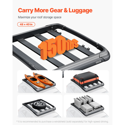 Καλάθι Αποσκευών VEVOR Σχάρα Οροφής 48 x 40 x 5,6 ίντσες για Θήκη Αποσκευών Αυτοκινήτου