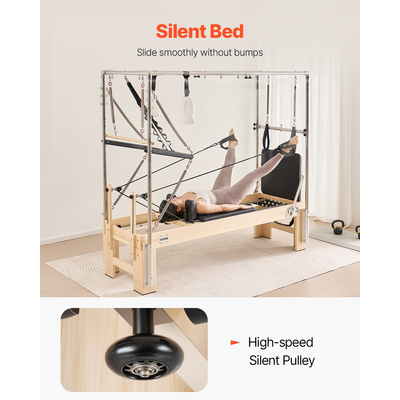 VEVOR Pilates Reformer Ξύλινο μηχάνημα Pilates Εξοπλισμός γυμναστικής για το σπίτι