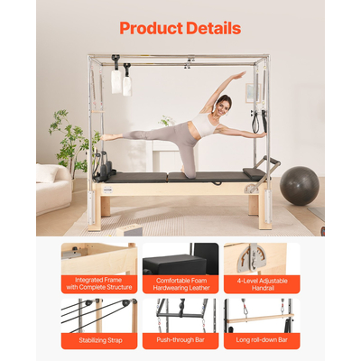 VEVOR Pilates Reformer Ξύλινο μηχάνημα Pilates Εξοπλισμός γυμναστικής για το σπίτι