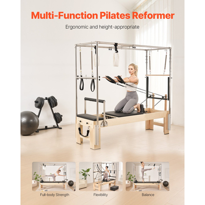 VEVOR Pilates Reformer Ξύλινο μηχάνημα Pilates Εξοπλισμός γυμναστικής για το σπίτι